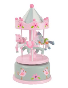 Carrousel musical en bois avec trois chevaux - Mélodie "Love Story"