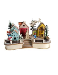 Lámpara de Navidad con Luz y Movimiento, con Forma de Pueblo, Decoración Navideña para el Hogar