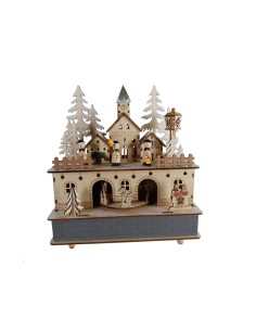 Caja Musical y Lampara de Navidad con Luz y Movimiento la Villita, Decoración Navideña.