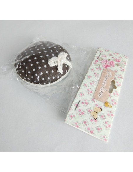 Alfiletero, Cojín, Almohadilla para Agujas de Tela Acolchada, Color Azul Accesorio para Costura y Costurero. Medidas: 3xØ7 cm.