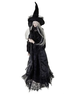 Sorcière, Charme Mystique et Énigmatique, avec Robe en Tulle Noir, Figurine pour Décorer un Environnement Ésotérique