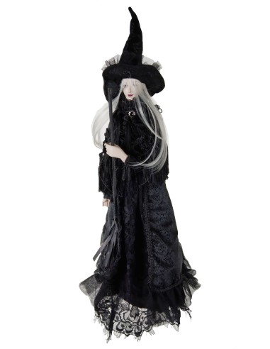 Bruja, Encanto Místico y Enigmático, con Vestido de Tul Negro, Figura para Decorar Ambiente esotérico.