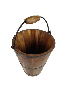 Cubo de Madera de Acacia con Asa, Artesanía y Estilo Vintage para Decoración Hogar. 2