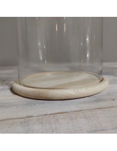 Large cloche en verre avec base en bois pour exposer des objets décoratifs. 2