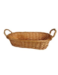 Panier à pain allongé en osier avec poignée couleur miel...