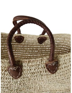 Cesta Hoja de Palma Natural y asa de cuero, ideal para la Playa, la Compra o para regalo. 2