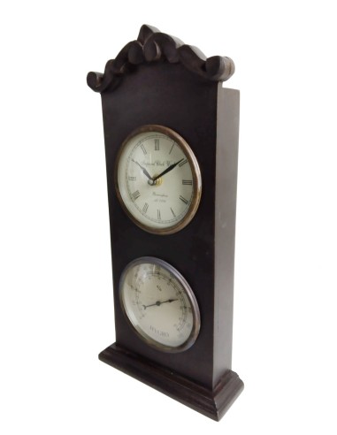 Horloge en bois avec deux cadrans et hygromètre, décoration rustique pour la maison