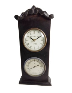 Reloj de madera dos esferas con higrómetro decoración rustica hogar 2