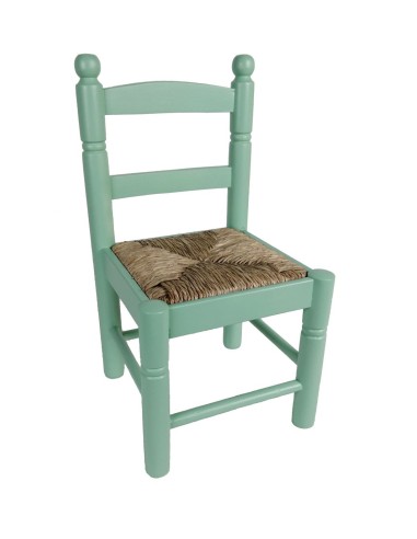 Cadira infantil de fusta i seient de bova color verd decoració habitació nen nena i regal original.