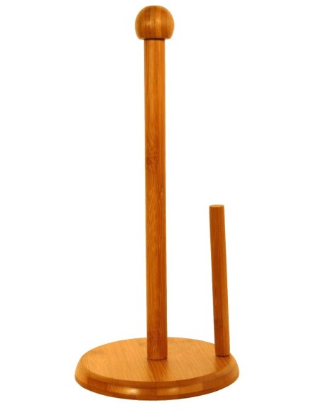 Porta-rotlles dispensador de peu fusta bambú per paper de cuina estil vintage per cuina, menjador. Mesures: 36xØ16 cm.