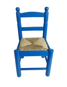 Chaise enfant bleue avec assise en rotin interchangeable pour les plus petits 2