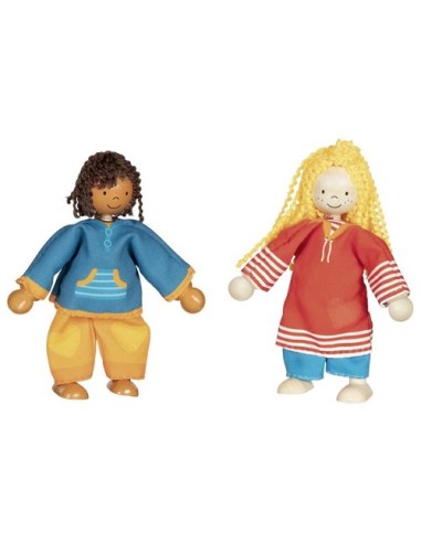 Caja de Ropa con Muñecos Articulados de Madera con Ropa Juego Infantil de Motricidad Fina.