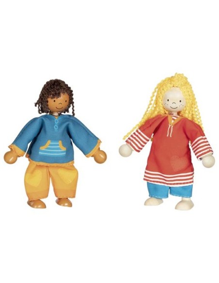 Caja de Ropa con Muñecos Articulados de Madera con Ropa Juego Infantil de Motricidad Fina.