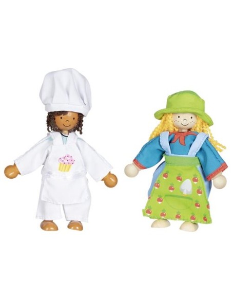 Poupées articulées en bois avec vêtements - Jeu de motricité fine pour enfants.