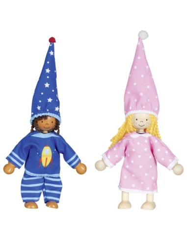 Poupées articulées en bois avec vêtements - Jeu de motricité fine pour enfants.