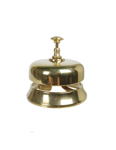 Cloche de table d'hôtel en métal poli pour une décoration vintage. Dimensions : 9xØ10cm.