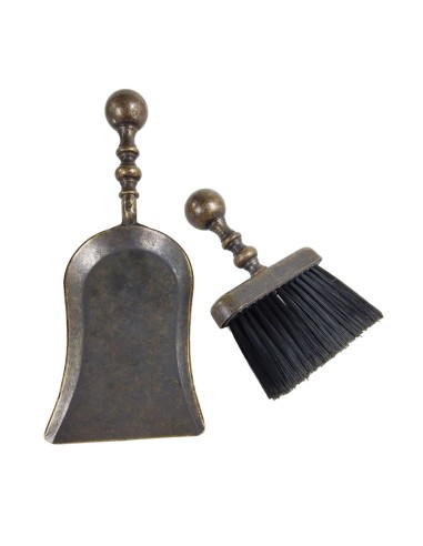 Conjunto de Cepillo y Pala Recogedor de Ceniza para Chimenea en Metal Macizo estilo Vintage.