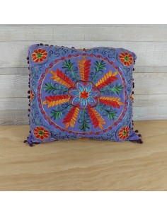 Coixí Hippie Brodat Multicolor, Color Lila, Estil Bohemi a la teva Llar 2