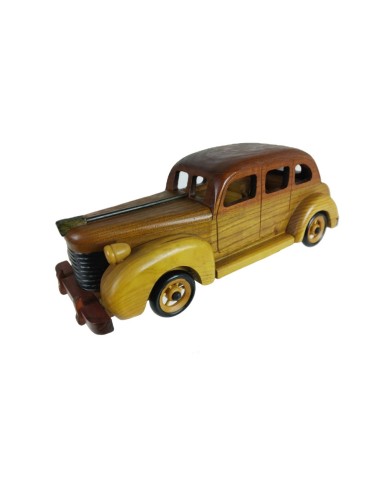 Voiture ancienne en bois, fabriquée à la main, pièce décorative antique