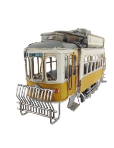 Tranvía de metal color amarillo replica retro vehículo para coleccionista y decoración hogar 2