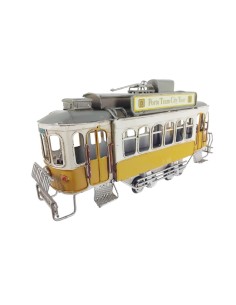 Tranvía de metal color amarillo replica retro vehículo para coleccionista y decoración hogar