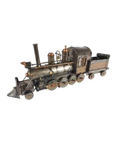 Réplique de locomotive à vapeur en métal avec soute, pour collectionneurs.