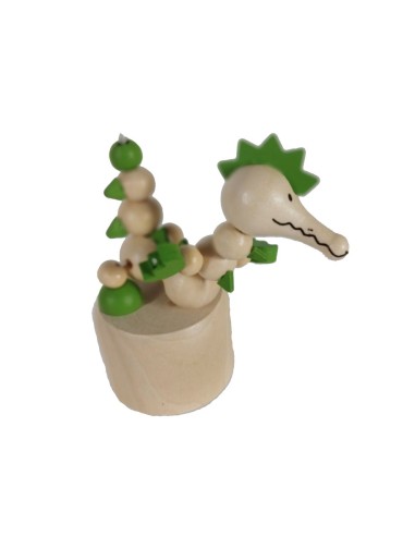 Dragon articulé en bois, jouet traditionnel à presser, jeu d'adresse pour enfants.
