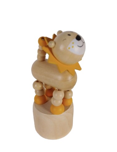 León Articulado de Madera Juguete Tradicional para Apretar Juego de Habilidad Infantil.