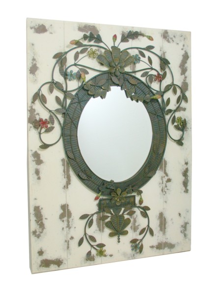 Espejo de pared madera decoración industrial. Medidas totales: 100x73x7 cm.