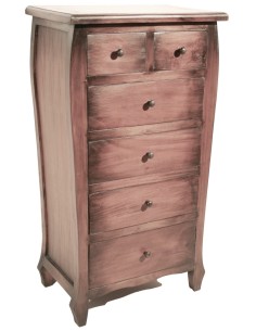 Petite commode en bois massif, six tiroirs de style rustique. Mesures: 110x59x39 cm