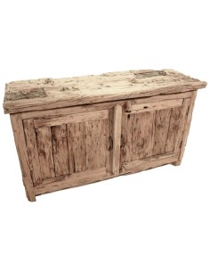 Console en bois massif pièce vieillie style rustique unique