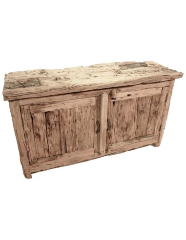 Console en bois massif pièce vieillie style rustique unique