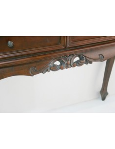 Conjunto de recibidor y espejo de madera  con talla de estilo clásico 2