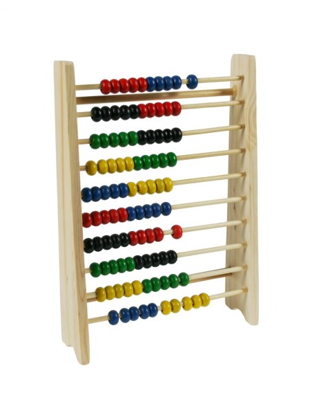 Ábaco de madera de diez filas juguete educativo aprendizaje de matemáticas para niños. Medidas: 30x18x6 cm.