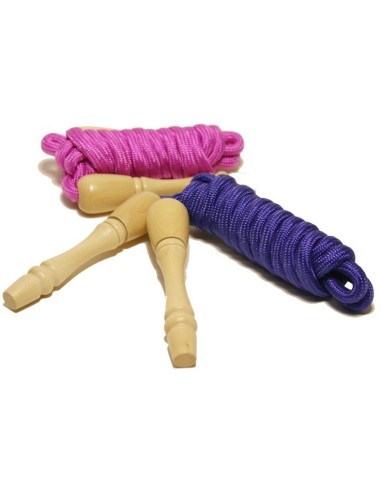 Corde à sauter en bois naturel, jeu classique, stimule l'équilibre et la coordination.