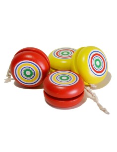Yoyo de madera de colores rojo y amarillo juguete creativo yo-yo juego clásico y tradicional para niños. Medidas: Ø 5,5 cm.