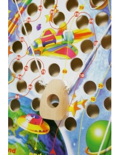 Juego sendero camino trepador de madera con ilustración naves espaciales juego de mesa de motricidad.  2