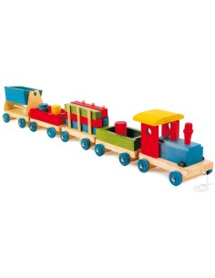Train en Bois Emil avec Pièces Mobiles à Ajuster, avec Chariots Amovibles, Jeu de Motricité Fine. 2