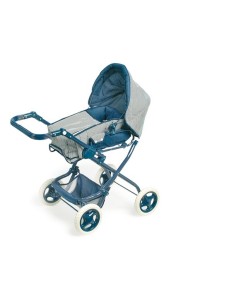 Cochecito de muñecas de color azul plegable con bolsa y canasta carrito juguete de muñeca. Medidas: 90x44x70 cm.