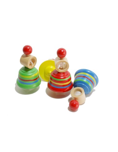 Toupie en bois colorée pour les plus petits Toupie de jeu traditionnelle et classique pour garçons et filles