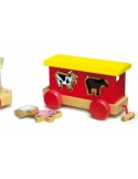 Tren madera de bloques y animales en vagones