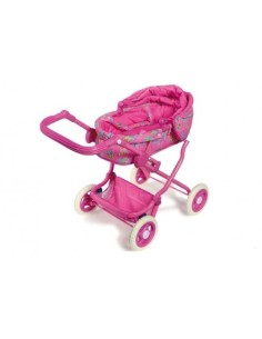 Cotxet de nines de color rosa plegable amb bossa i cistella carretó joguina de nina. 2