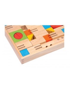 Caja construcción con piezas de madera bloques de madera para juego de creatividad infantil 2