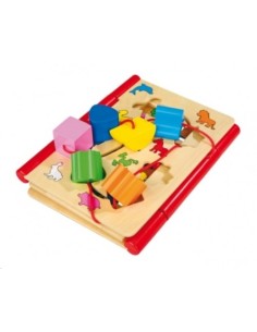 Libro infantil de madera de juego de motricidad fina para bebé con laberinto, calculo y formas deslizantes 2