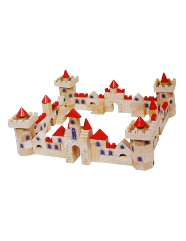 Casse-tête boîte de construction de château en bois multicolore