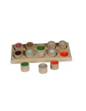 Memo tàctil per palpar textures en pots de fusta joc de tacte per inserir joc tradicional.
