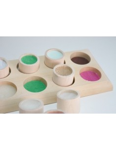 Memo tàctil per palpar textures en pots de fusta joc de tacte per inserir joc tradicional. 2