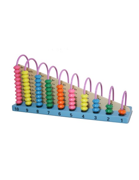 Ábaco de Madera de diez filas a dos lados juguete educativo aprendizaje de matemáticas para niños. Medidas: 18x30 cm.