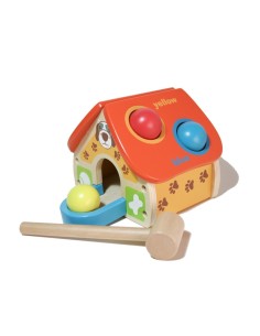 Casa para golpear y encajar coloridas bolas de madera multifuncional para bebé juego de motricidad. Medidas: 14x17x21 cm.