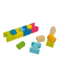 Jeu de table avec socle en bois de formes géométriques à emboîter selon la forme du jeu de coordination 2